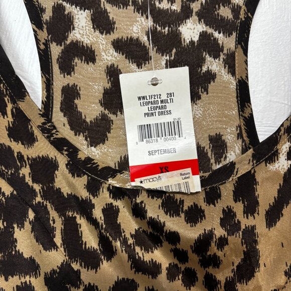 New Andrew Charles Mini Dress Leopard Animal Print Pullover Brown Short Women XS - Picture 4 of 6